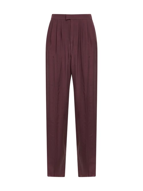 Pleated Silk Trousers — Purple