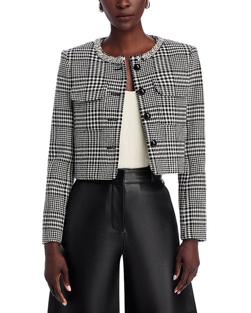 Houndstooth Crystal Trim Jacket