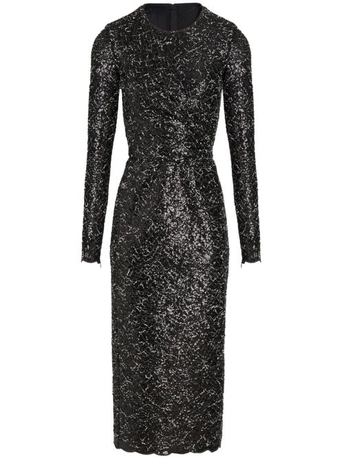 Sequinned tweed midi dress - Black