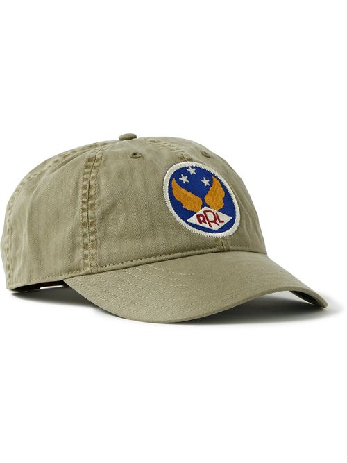 Logo-Appliquéd Herringbone Cotton-Twill Baseball Cap