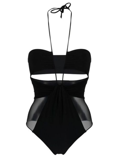 Sheer-panelled cut-out swimsuit