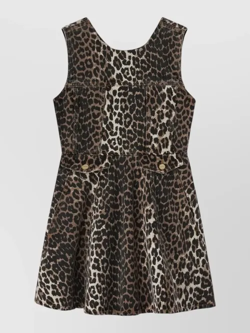 Ganni - a-line animal print sleeveless dre