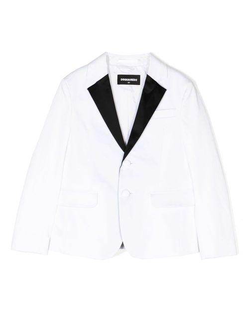 Notched-lapels cotton blazer - White