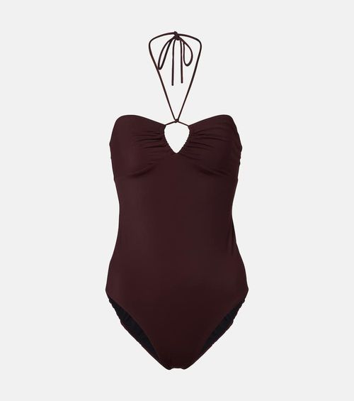 Keyhole halterneck swimsuit