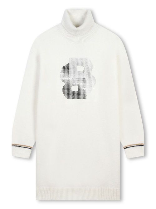 Rhinestone embellished knitted dress - White