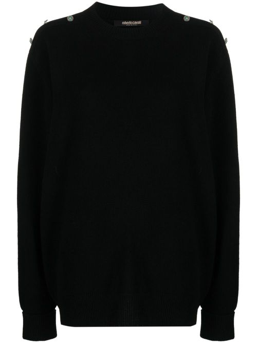 Stud-embellished crew-neck jumper - Black