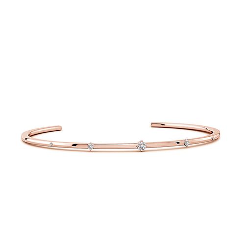 Angara 3 MM Five-Stone Round Diamond Station Cuff Bracelet in 18K Rose Gold