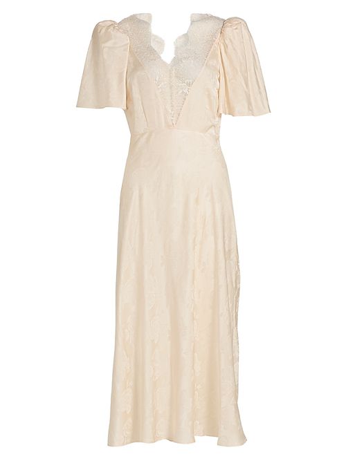 Women's Philo Floral Satin Midi-Dress - Marble