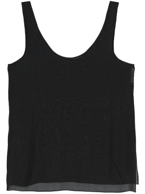 Semi-sheer silk blouse - Black