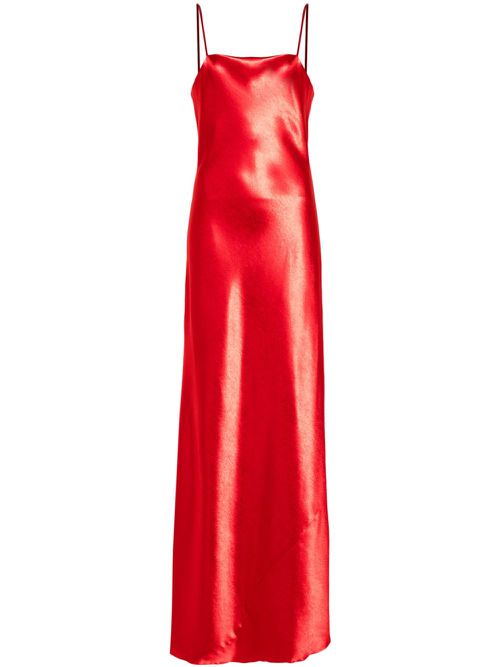 Square-neck satin maxi dress - Red