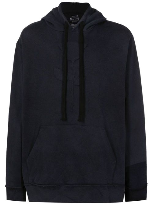 Flower-patch cotton hoodie - Black