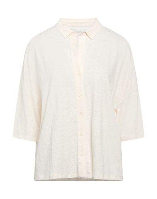 Woman Shirt Cream Size 1 Linen, Elastane