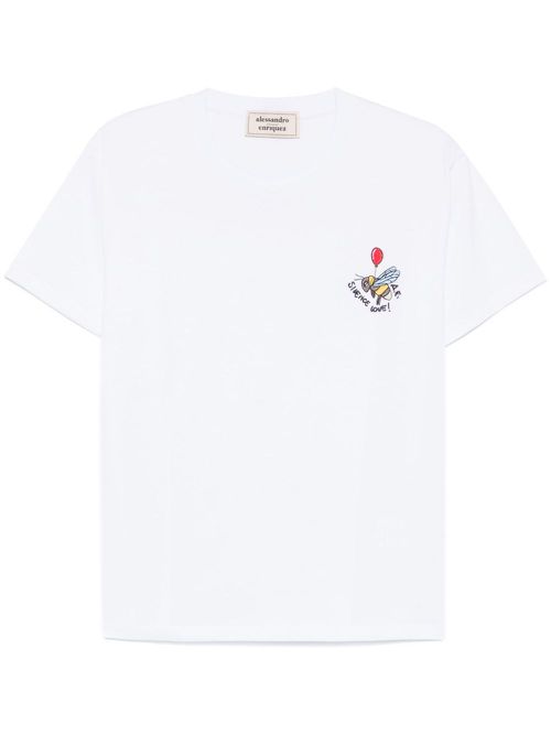 Slogan-embroidered T-shirt - White