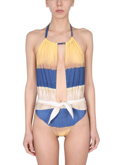 One Piece Swimsuit With Tie Dye Print