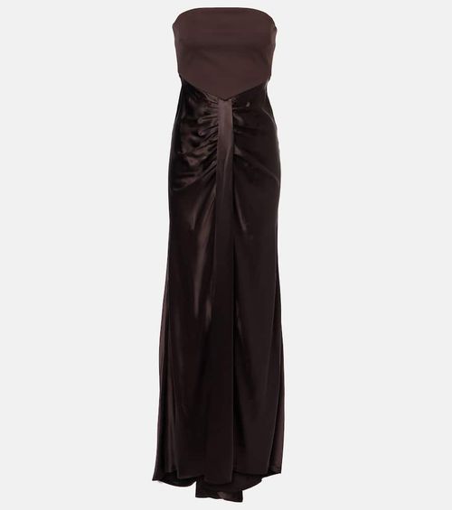 Wayfaring gathered strapless midi dress