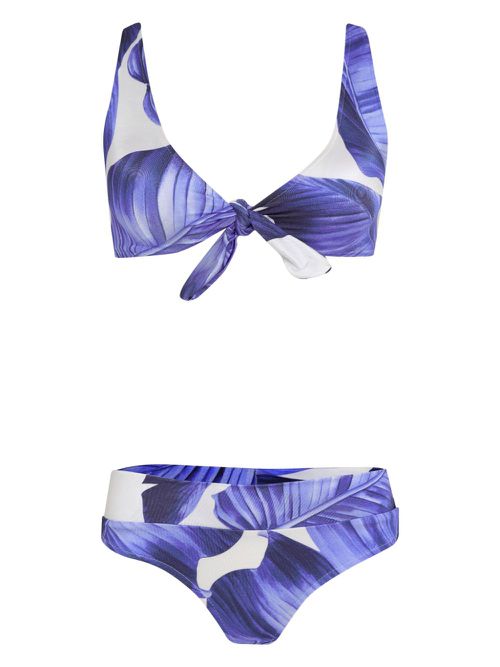 Leaf-print bikini - Blue