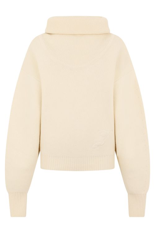 High-Neck Cropped Sweater with Wide Sleeves