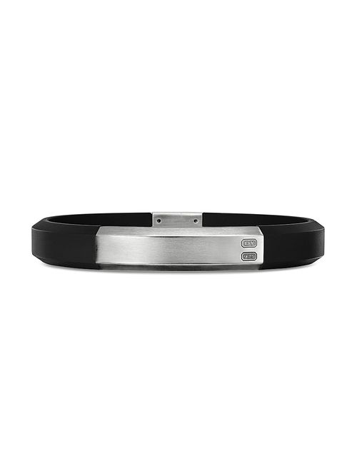 Men's Streamline ID Rubber Bracelets With Sterling Silver - Black