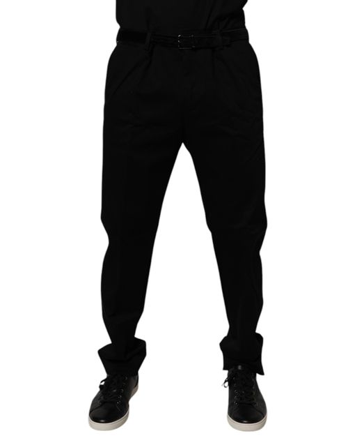 Cotton-Elastane Dress Trousers — Black