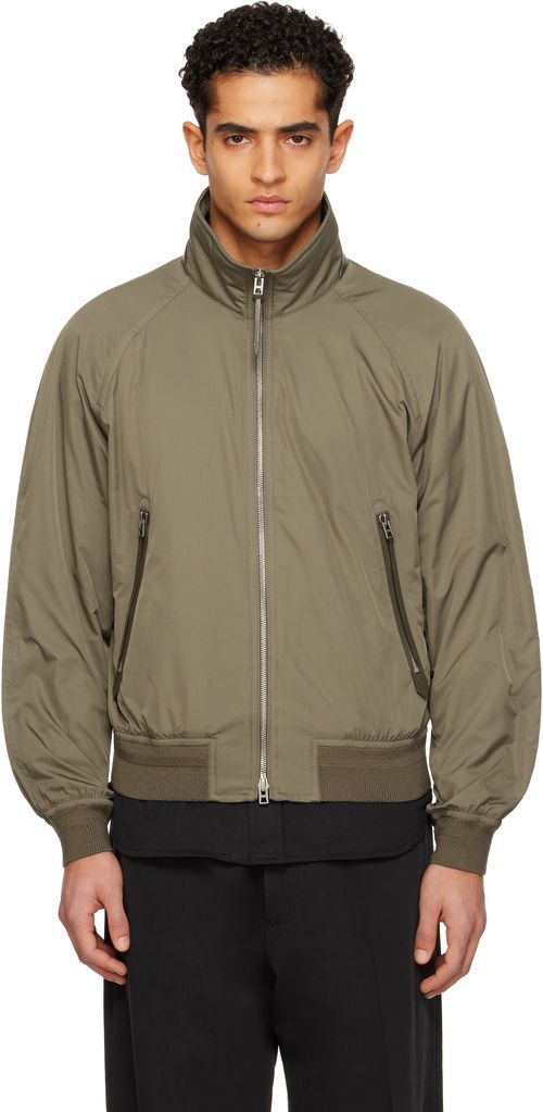 Khaki Techno Poplin Cashmere-Lined Jacket