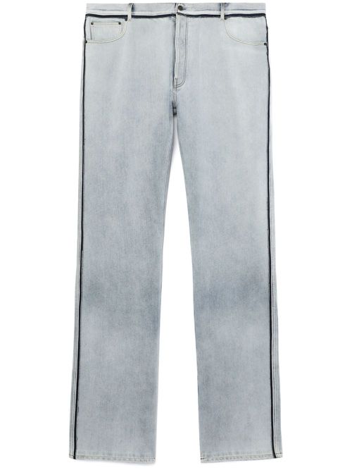 Contrasting-border straight-leg trousers - Blue