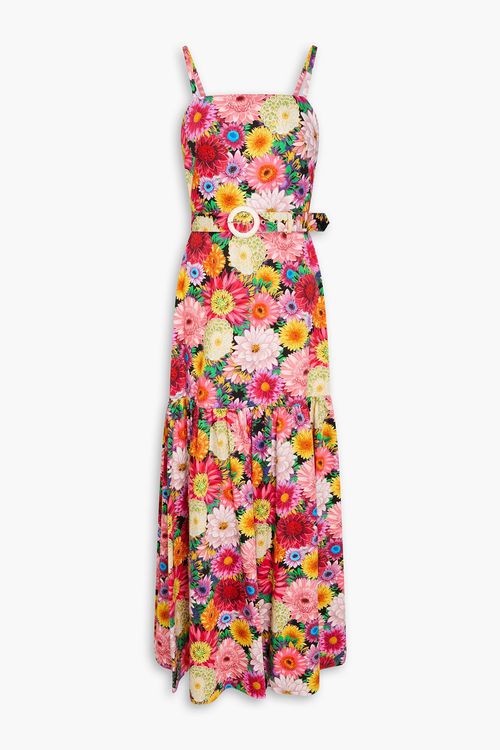 Cordie belted floral-print cotton-sateen maxi dress - Multicolor - UK 8