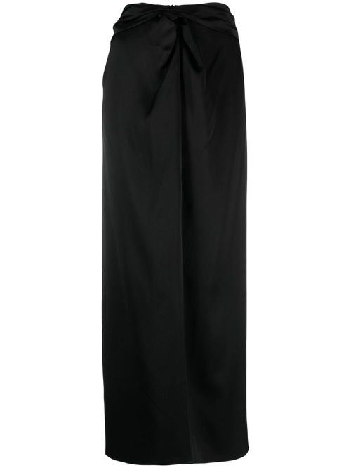 Heida satin wrap maxi skirt - Black