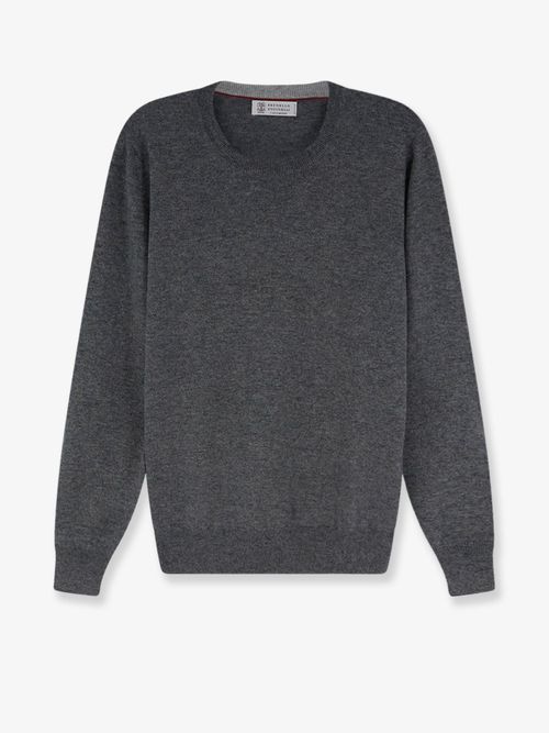 Crew-Neck Cashmere Sweater — Gray