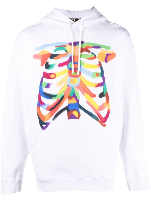 Graphic-print cotton hoodie - White