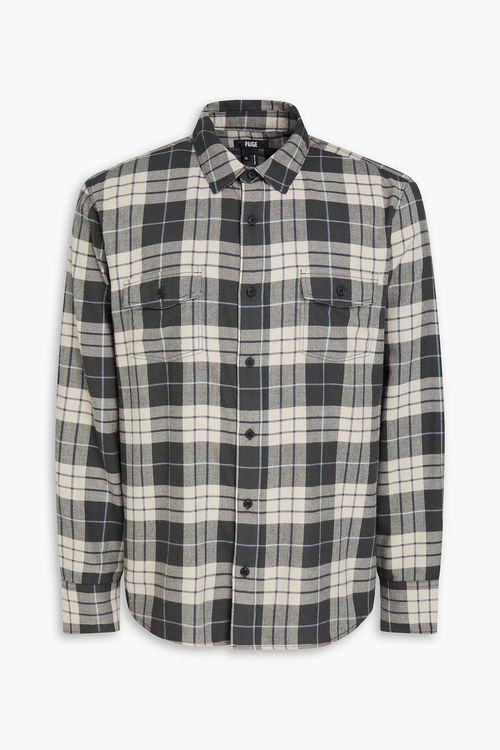 Everett checked cotton-blend flannel shirt - Gray - M