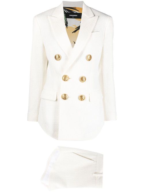 Double-breasted two-piece suit - White