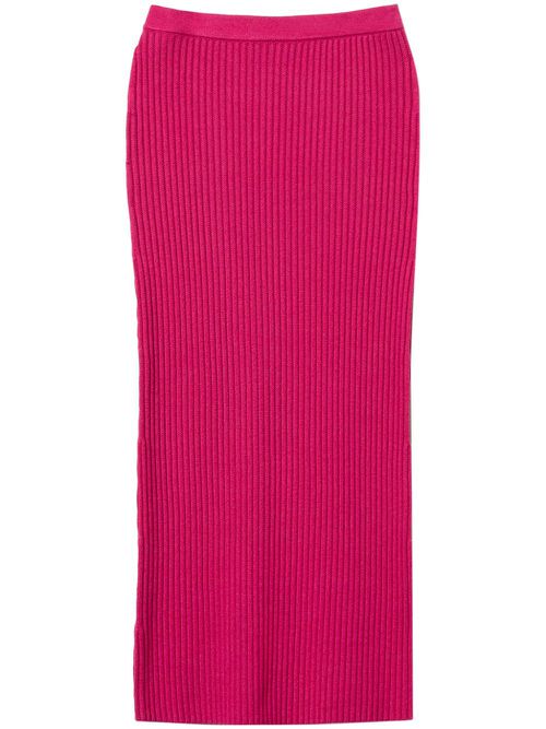 Rib knit midi skirt - Pink