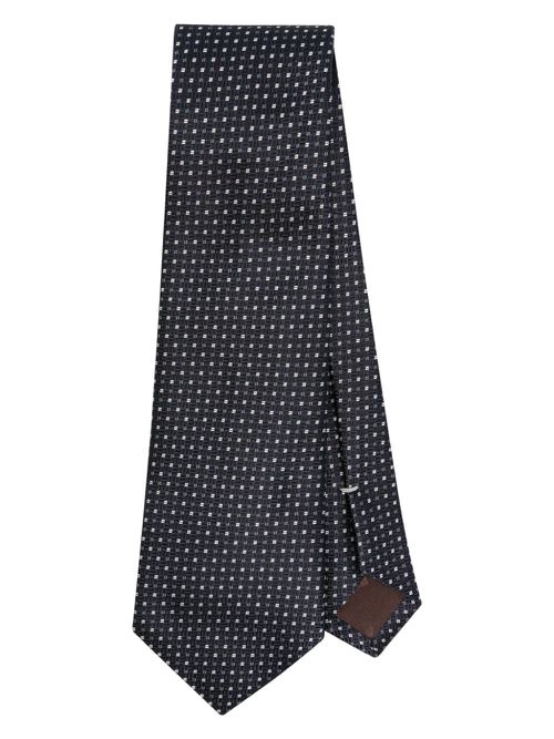 Geometric-patterned tie - Blue