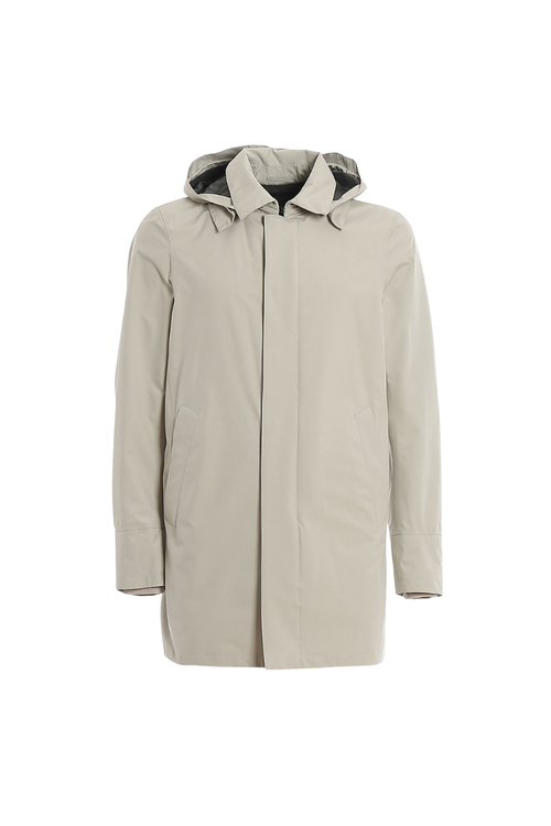Nylon Hooded Coat — Gray