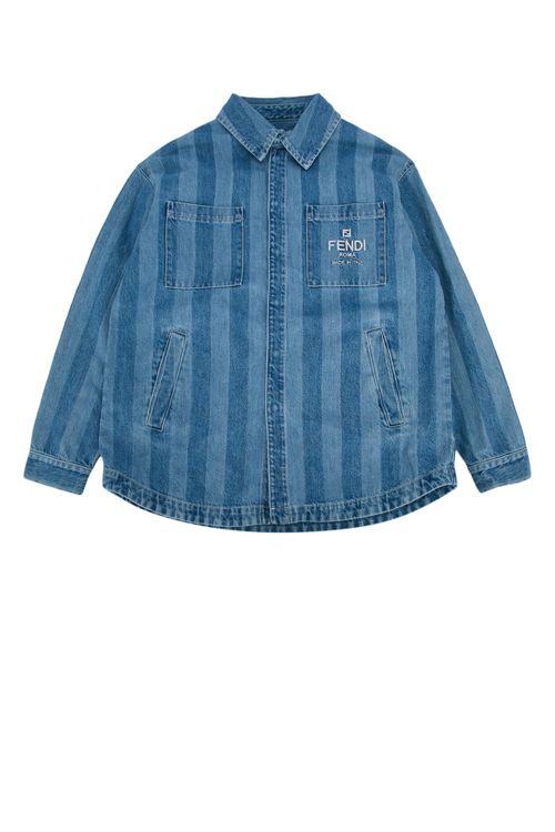 Striped Denim Jacket — Blue