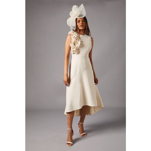 Coast Women's Petite 3D Corsage High Low Dress in Champagne