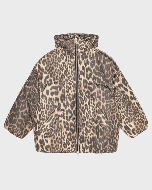 Ganni Leo Puffers Midi Jacket Leopard