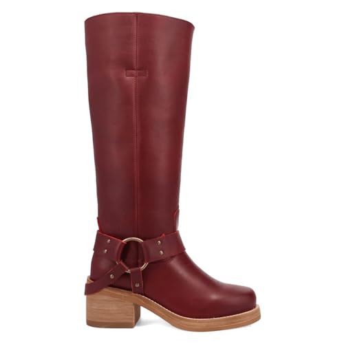Dingo Womens Casbah Round Toe Pull On Casual Boots Over the Knee Mid Heel 2-3" - Red