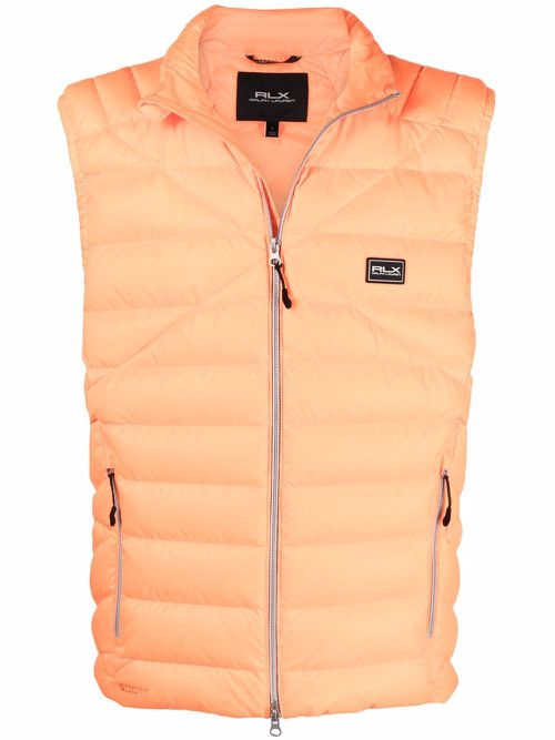 Logo-patch padded gilet - Orange