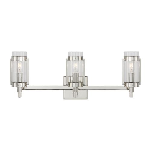 Visual Comfort Studio Flynn 3-Light Bathroom Vanity Light in Polished Nickel by Ralph Lauren