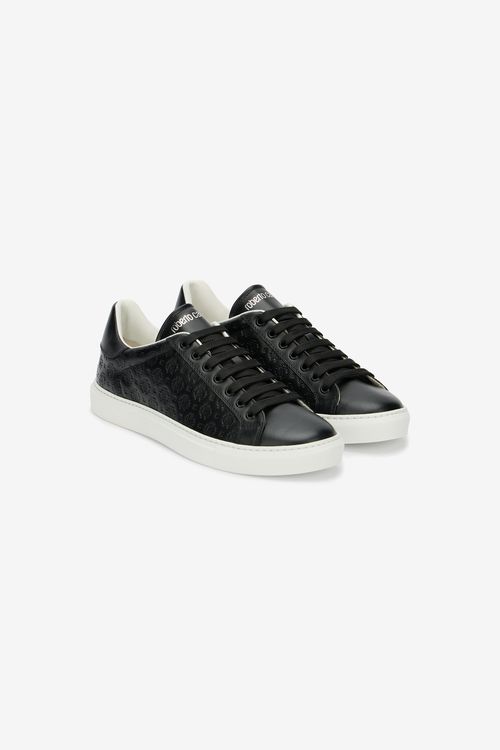 Black Leather Sneaker With Monogram Rc