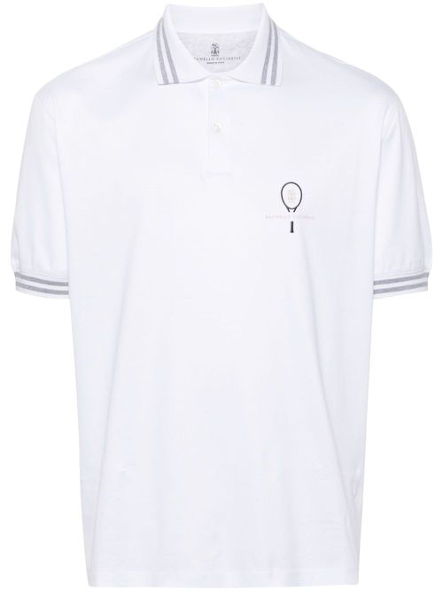 Logo-print polo shirt - White