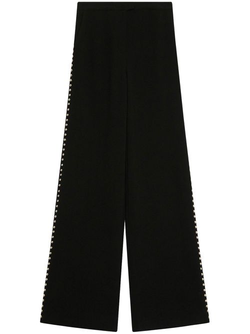 Stud-detail wide-leg trousers - Black