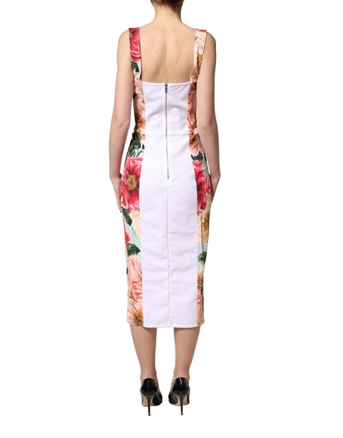 Floral Print Viscose Sheath Dress — Multicolor