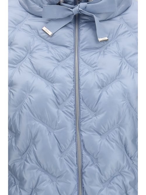 Quilted Midi Puffer Down Jacket — Blue