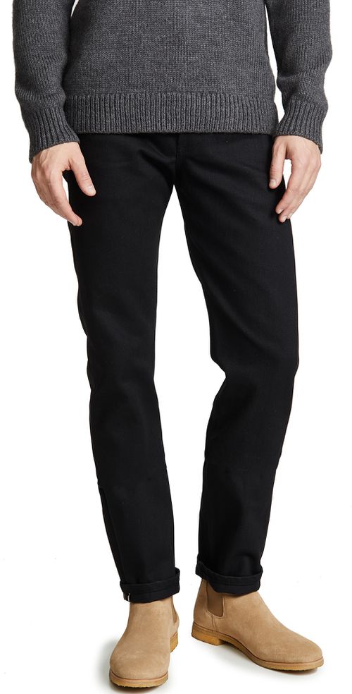 Naked & Famous Denim Weird Guy Solid Black Selvedge Black Selvedge