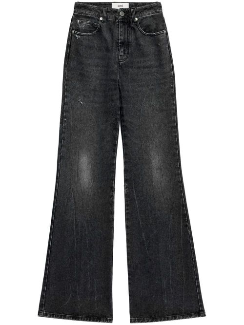 Mid-rise wide-leg trousers - Black