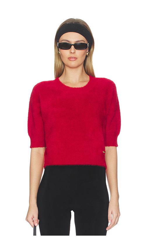 L'AGENCE Guinevere Short Sleeve Crop Crew in Red. L. Also in M