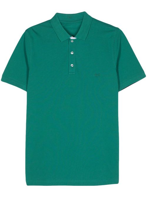 Logo-embroidered piqué polo shirt - Green