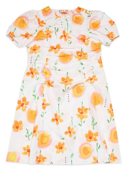 Sunny Day floral-print poplin dress - White